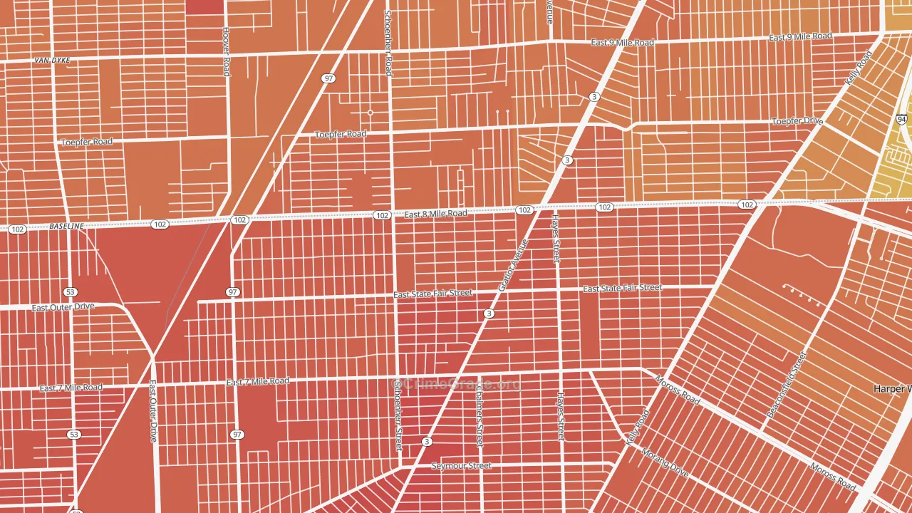 Mohican Regent, Detroit, MI Map of Murder Rates