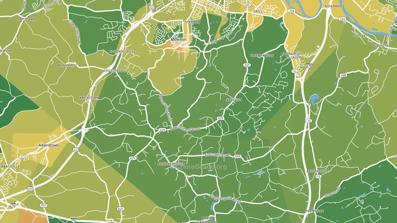 Mohnton, PA Map of Murder Rates