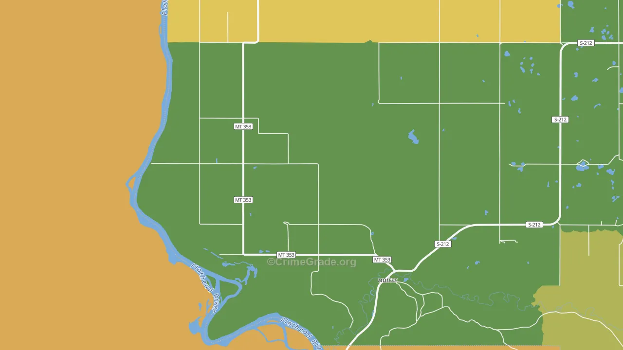 Moiese, MT Map of Murder Rates