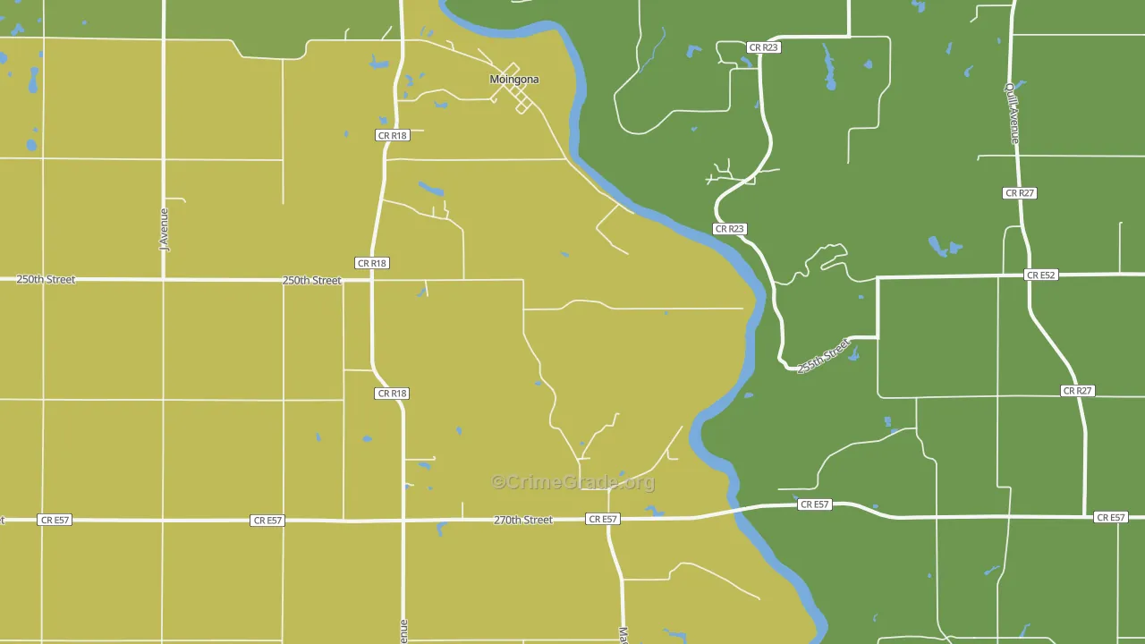 Moingona, IA Map of Murder Rates