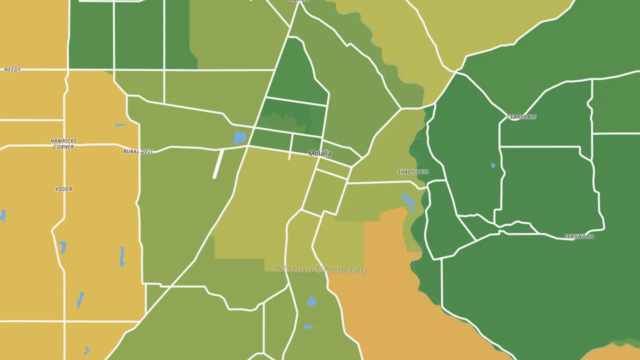 Molalla, OR Map of Murder Rates