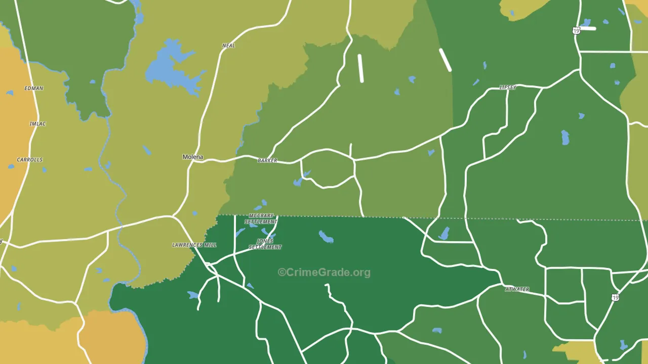 Molena, GA Map of Murder Rates