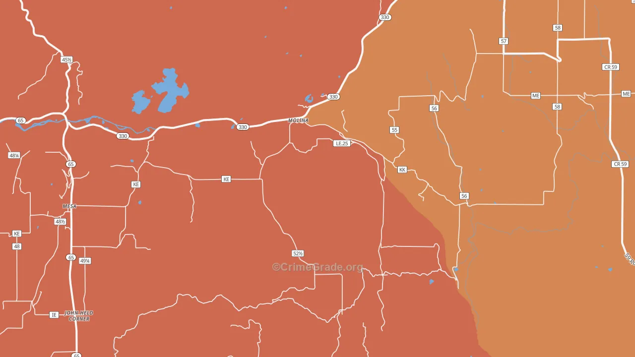 Molina, CO Map of Murder Rates