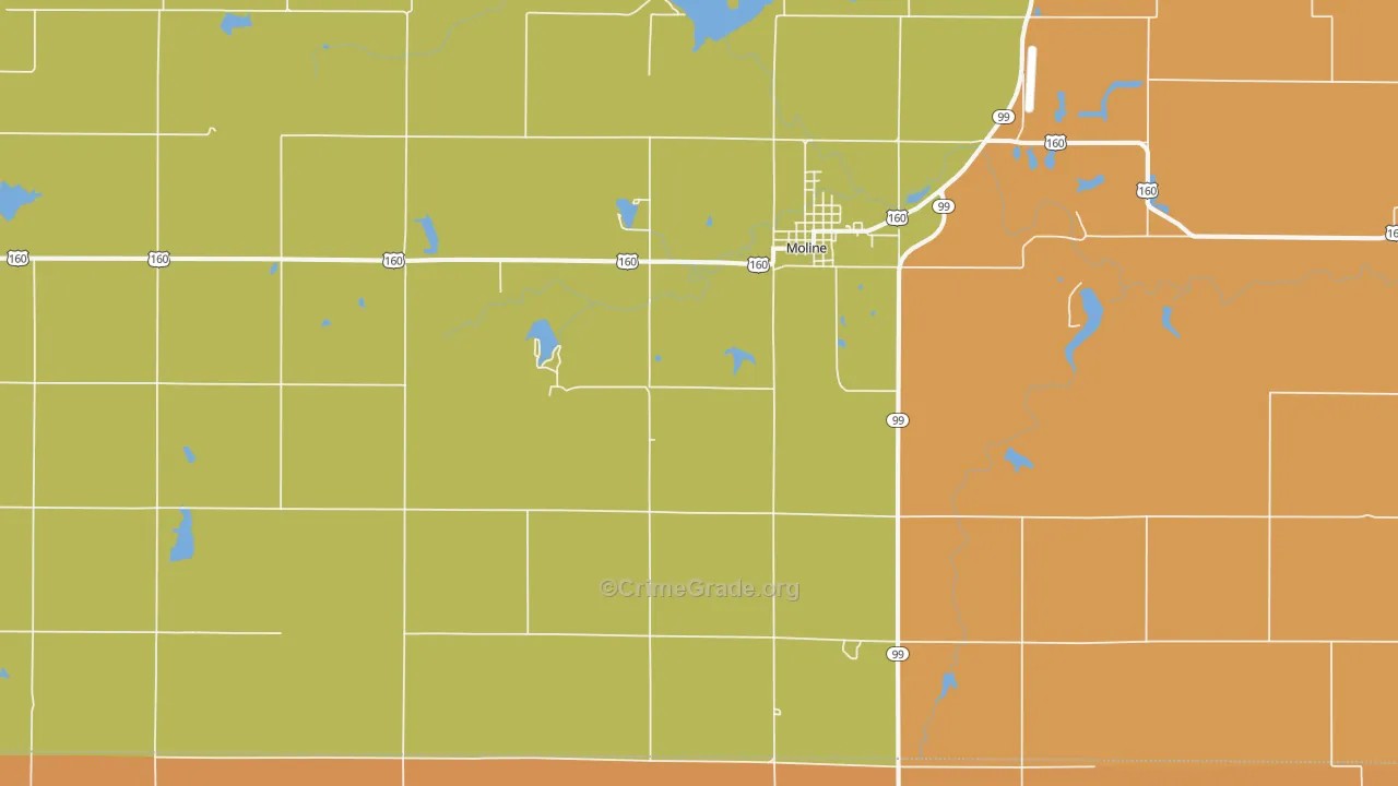Moline, KS Map of Murder Rates