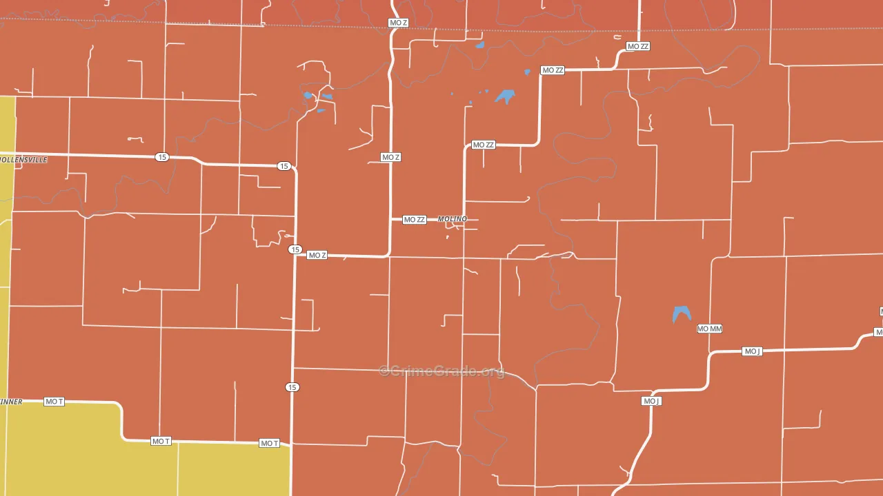 Molino, MO Map of Murder Rates