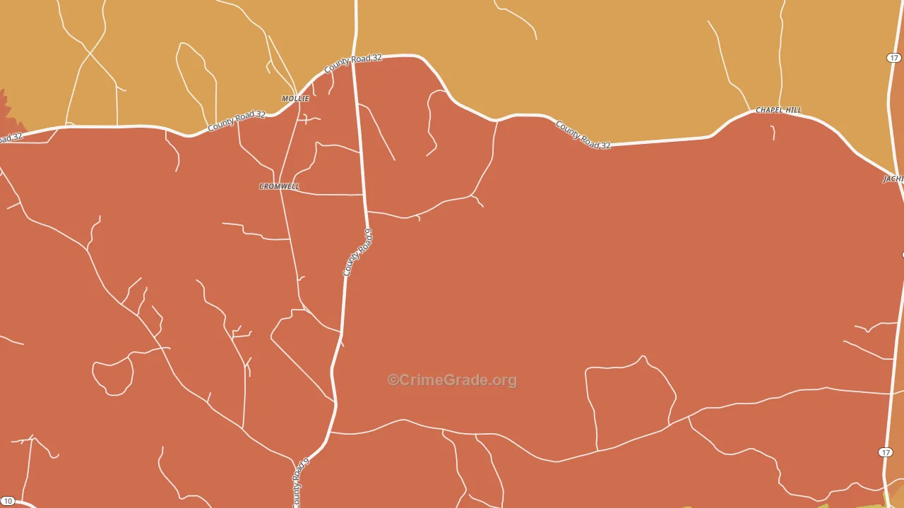 Mollie, AL Map of Murder Rates