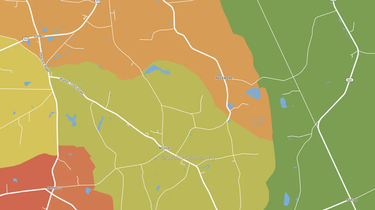 Mollie, NC Map of Murder Rates