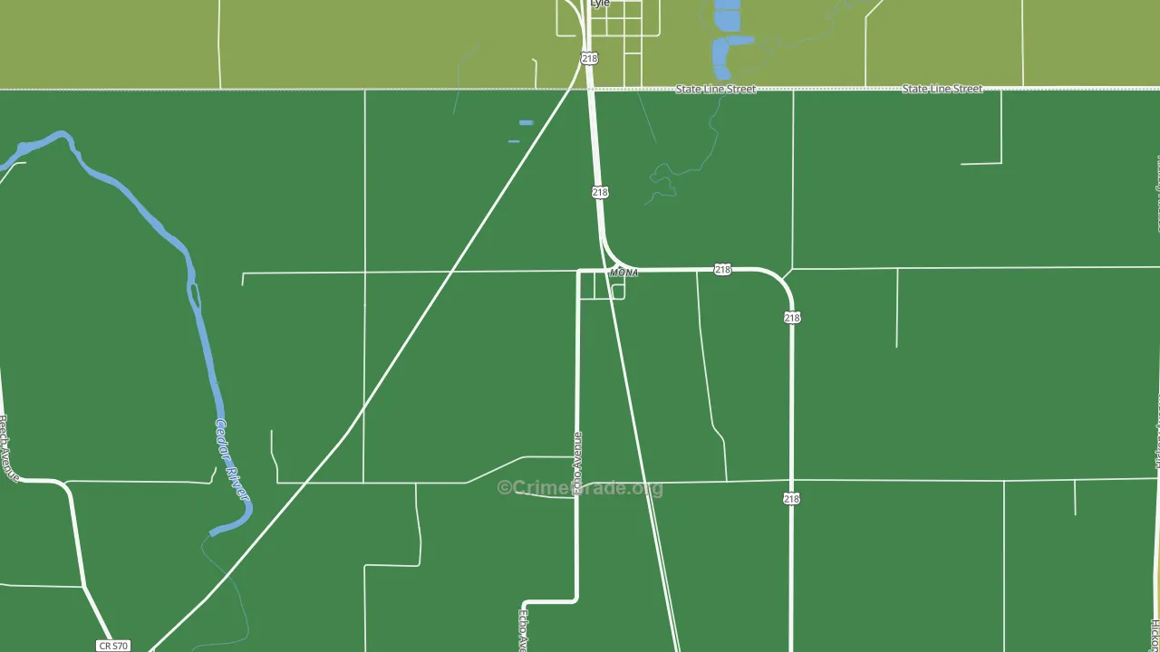 Mona, IA Map of Murder Rates