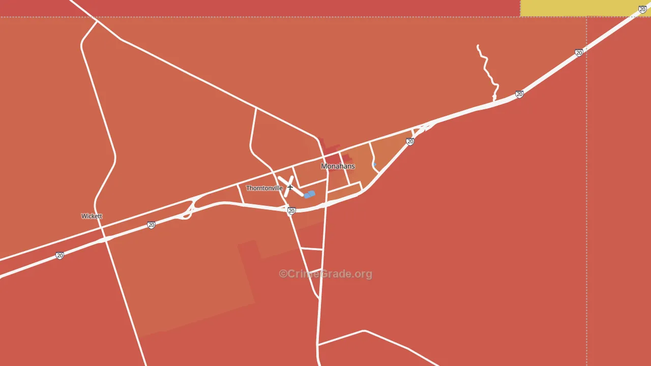 Monahans, TX Map of Murder Rates