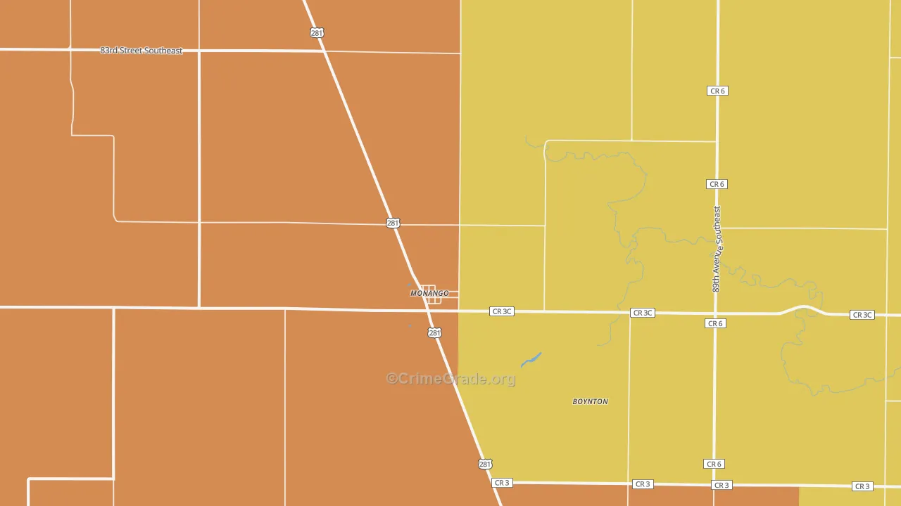 Monango, ND Map of Murder Rates