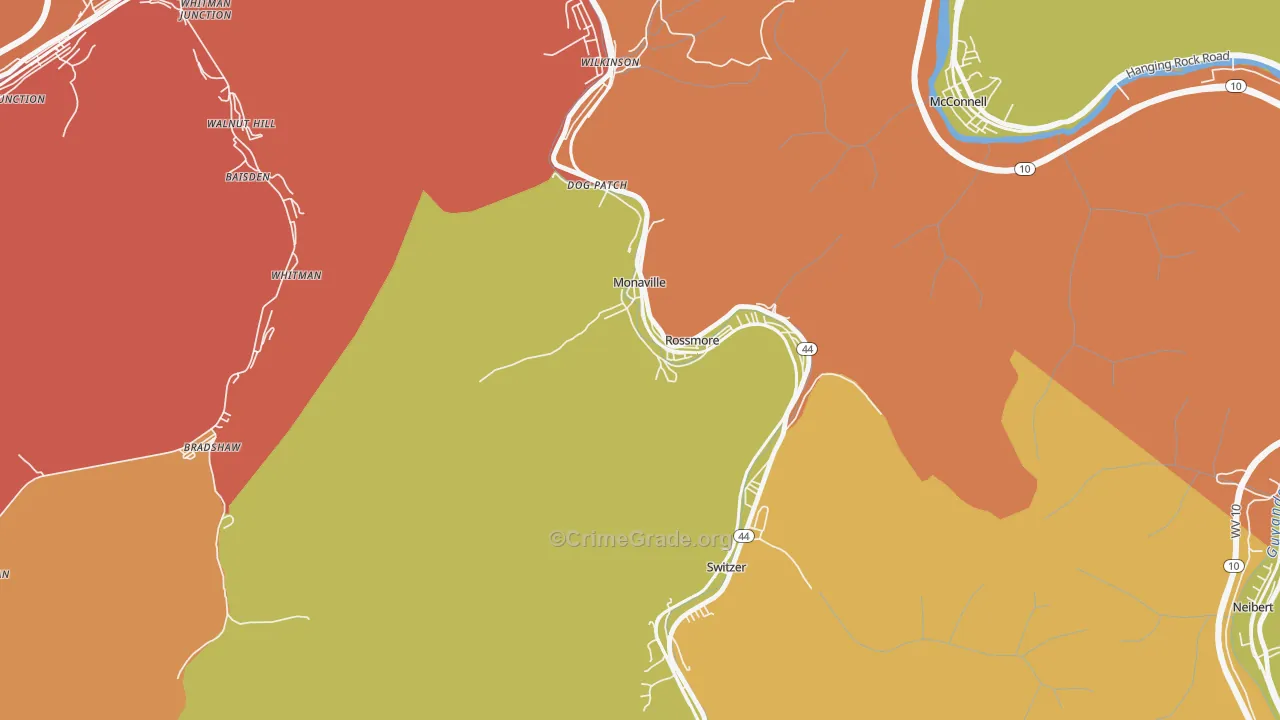 Monaville, WV Map of Murder Rates