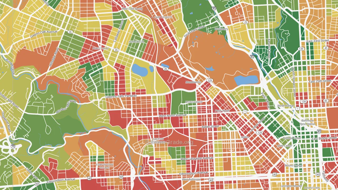 Mondawin-Walbrook, Baltimore, MD Map of Murder Rates