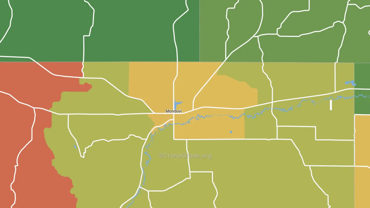 Mondovi, WI Map of Murder Rates