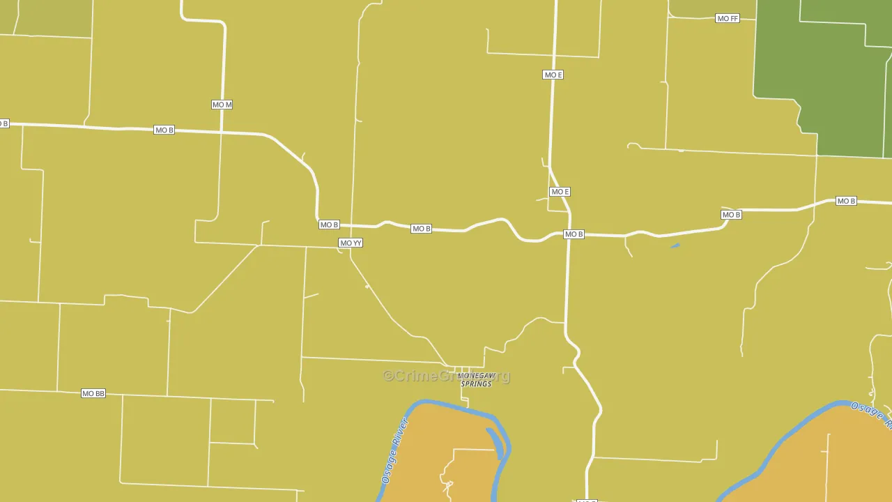 Monegaw Springs, MO Map of Murder Rates