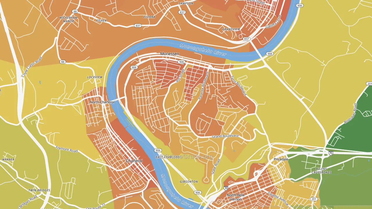 Monessen, PA Map of Murder Rates