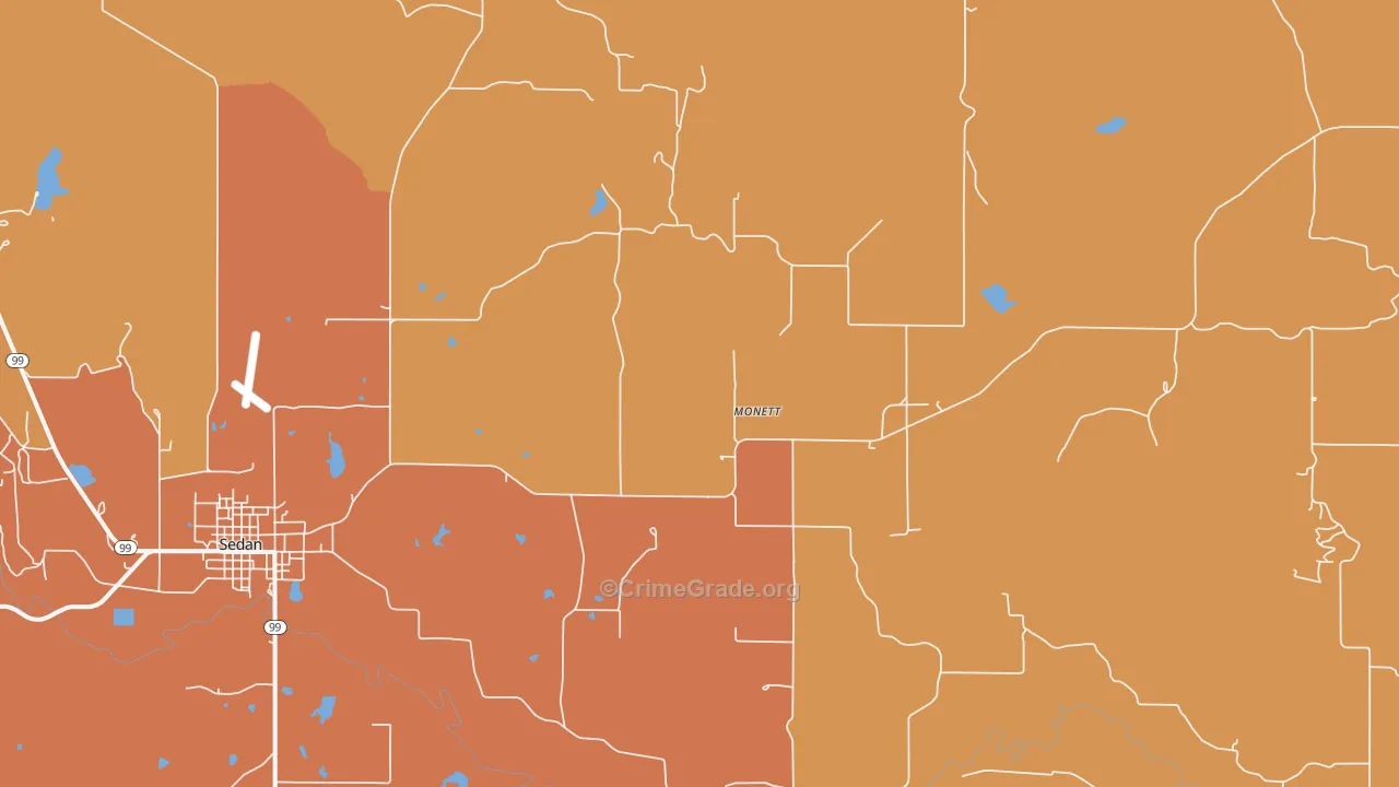 Monett, KS Map of Murder Rates