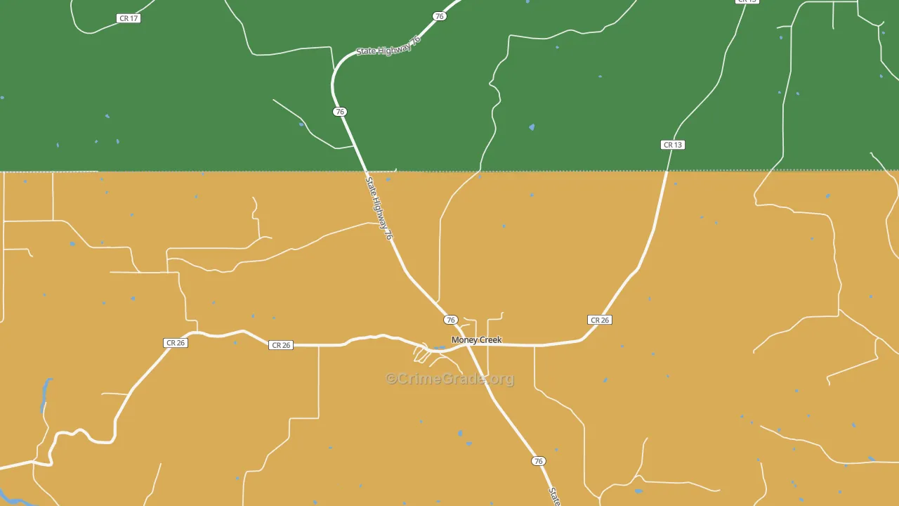 Money Creek, MN Map of Murder Rates