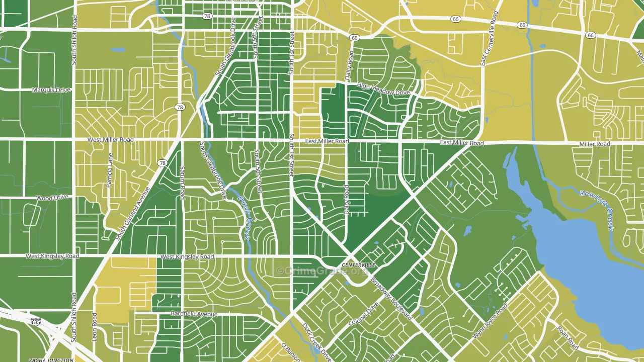 Monica Park, Garland, TX Map of Murder Rates
