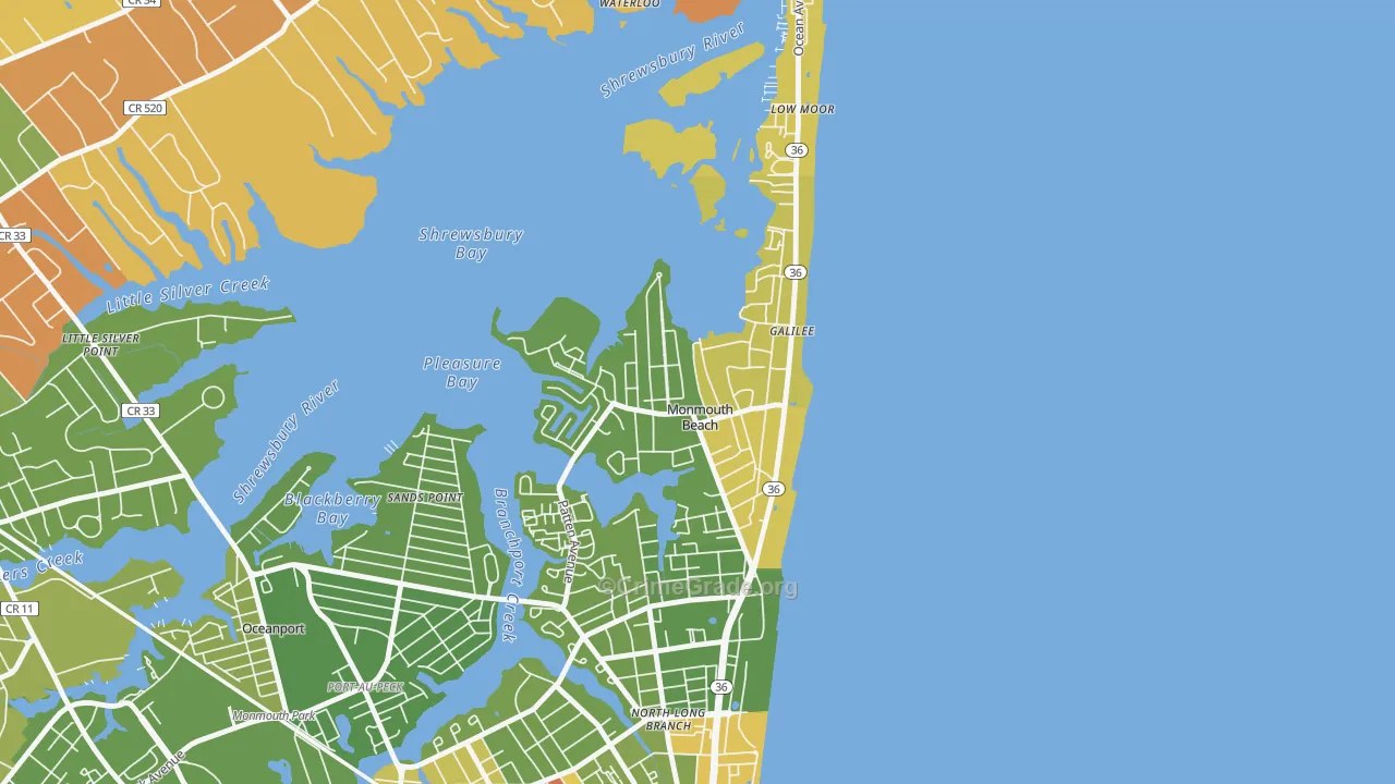Monmouth Beach, NJ Map of Murder Rates