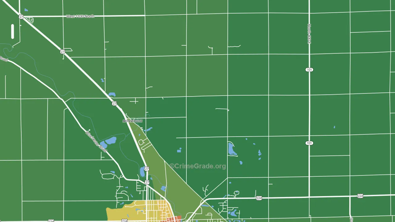 Monmouth, IN Map of Murder Rates