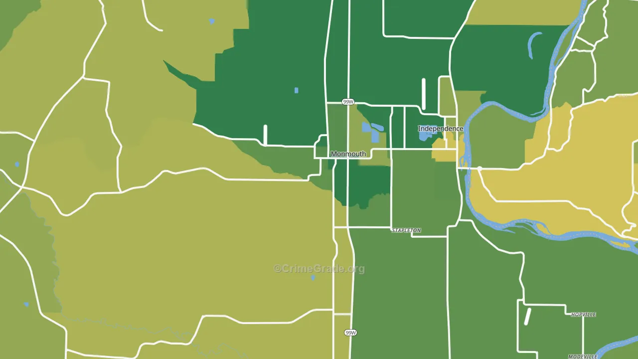 Monmouth, OR Map of Murder Rates