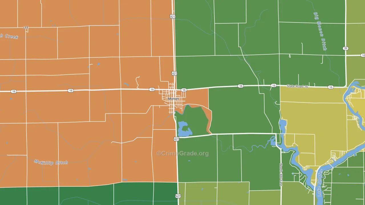 Monon, IN Map of Murder Rates