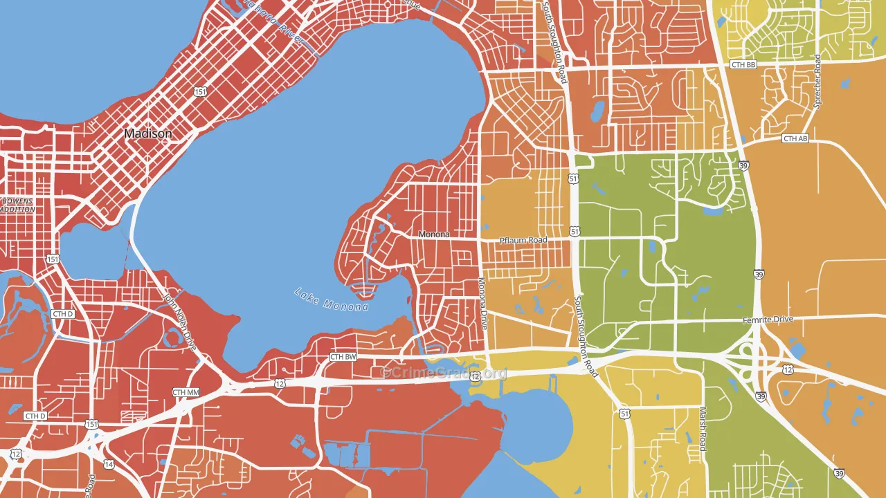 Monona, WI Map of Murder Rates