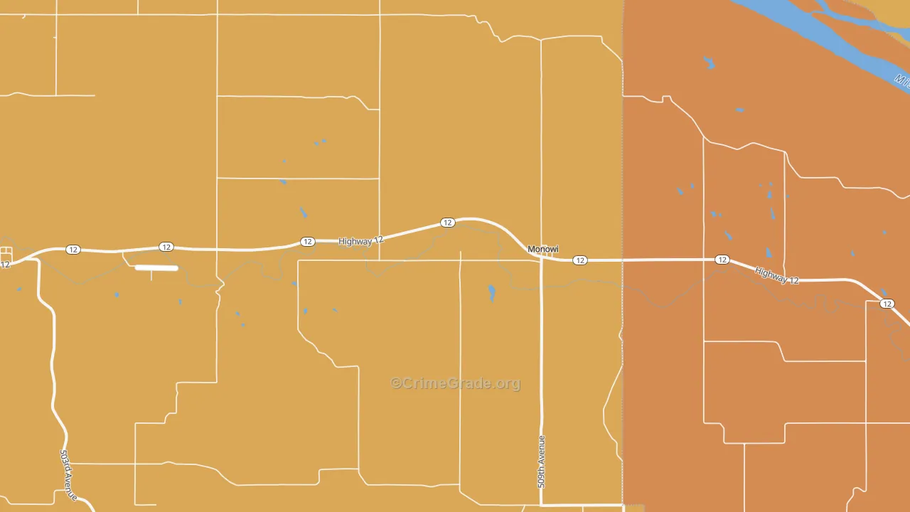 Monowi, NE Map of Murder Rates