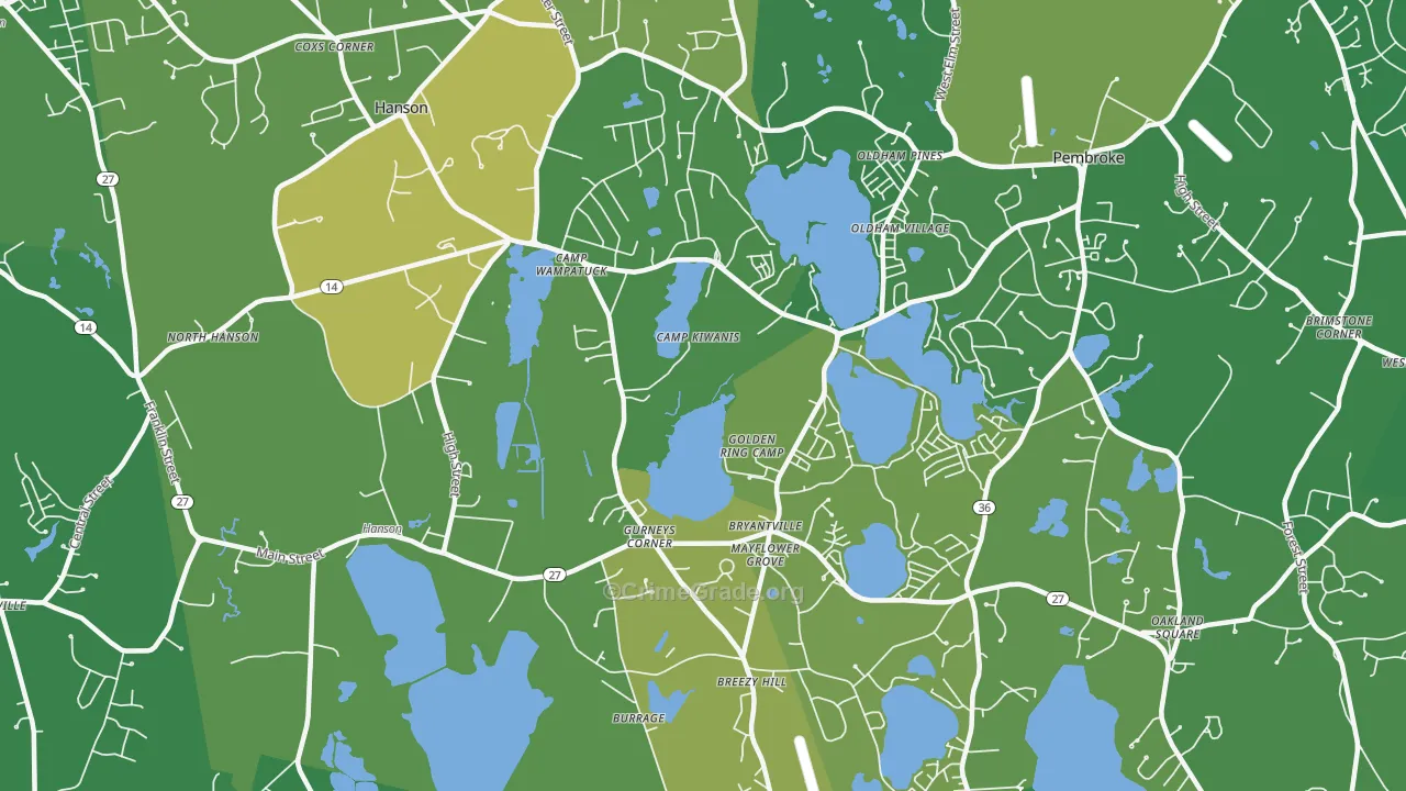 Monponsett, MA Map of Murder Rates