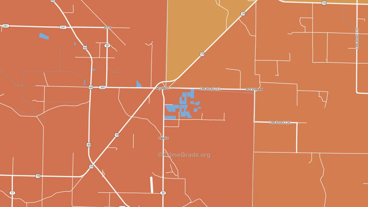 Monroe, AR Map of Murder Rates