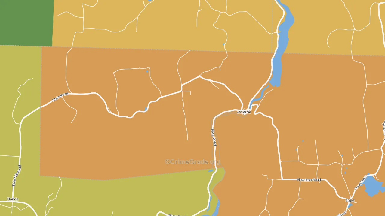 Monroe Bridge, MA Map of Murder Rates