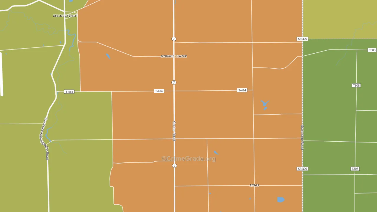 Monroe Center, OH Map of Murder Rates