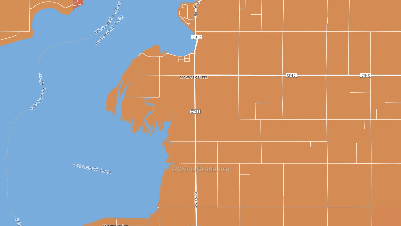 Monroe Center, WI Map of Murder Rates