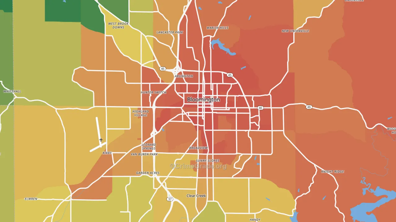 Monroe County, IN Map of Murder Rates