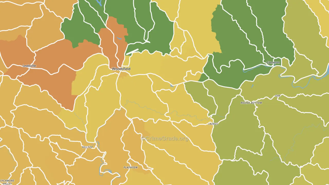 Monroe County, OH Map of Murder Rates