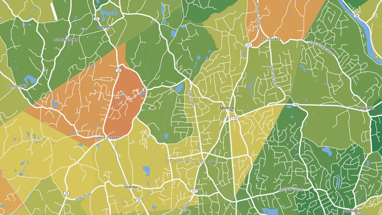 Monroe, CT Map of Murder Rates
