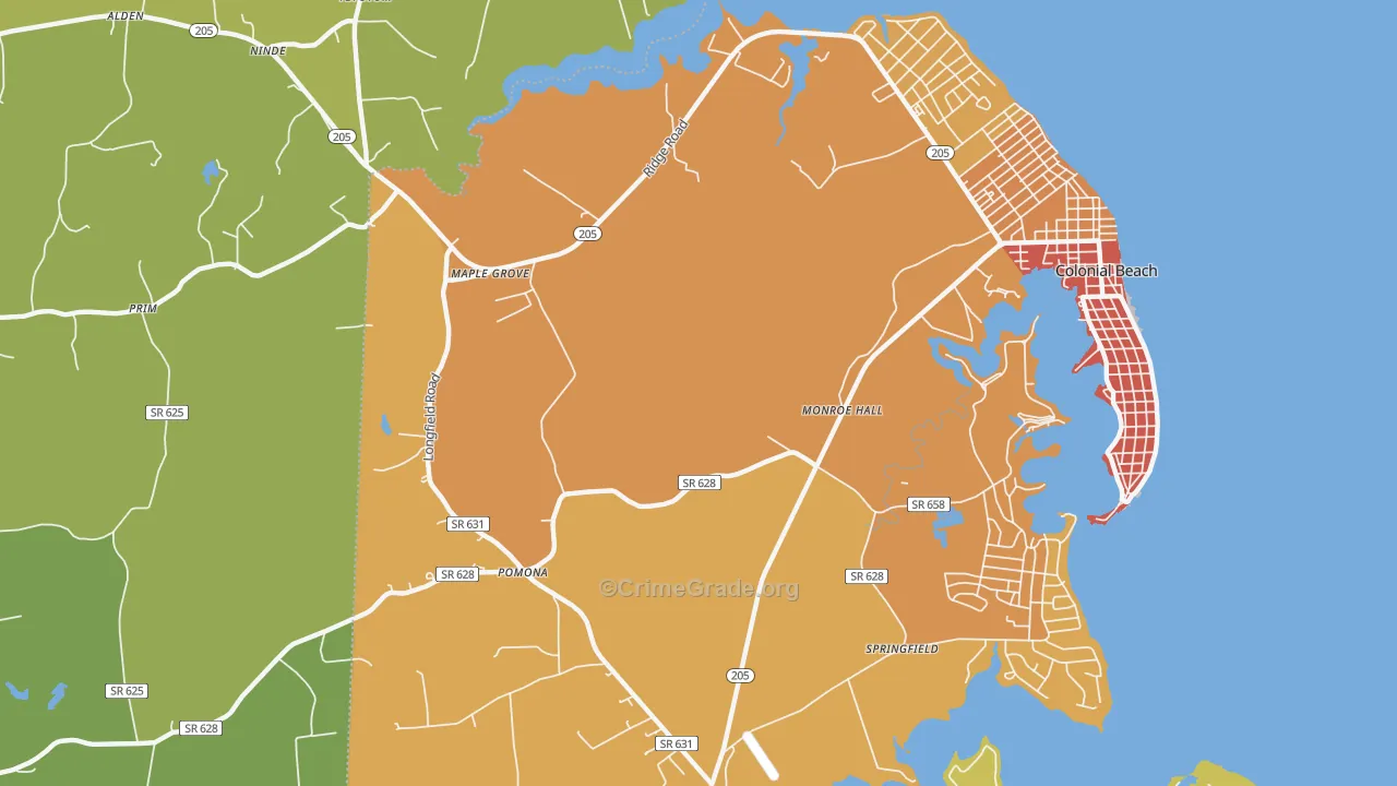 Monroe Hall, VA Map of Murder Rates