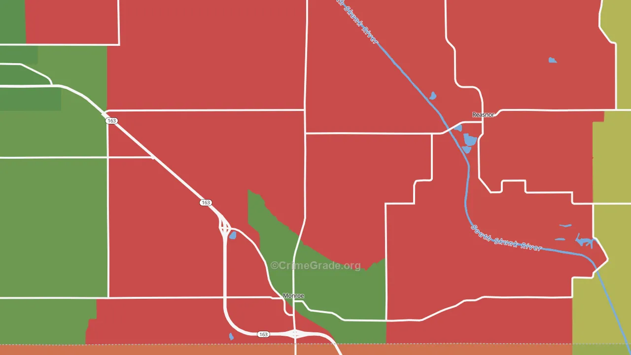 Monroe, IA Map of Murder Rates