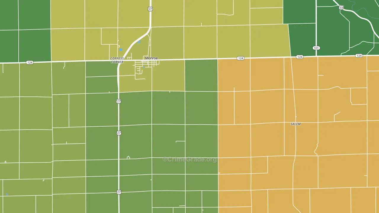 Monroe, IN Map of Murder Rates