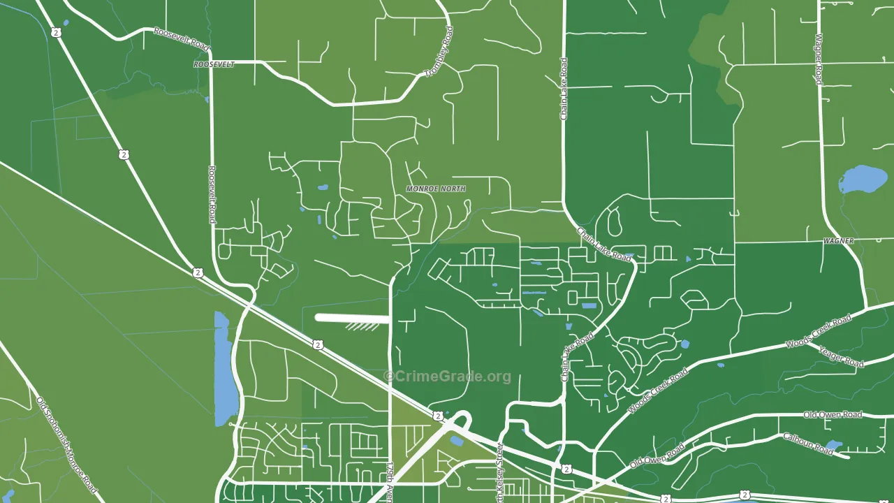 Monroe North, WA Map of Murder Rates