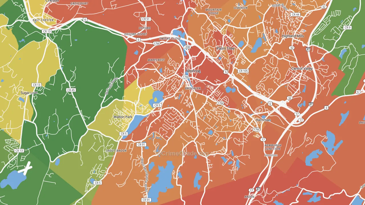 Monroe, NY Map of Murder Rates