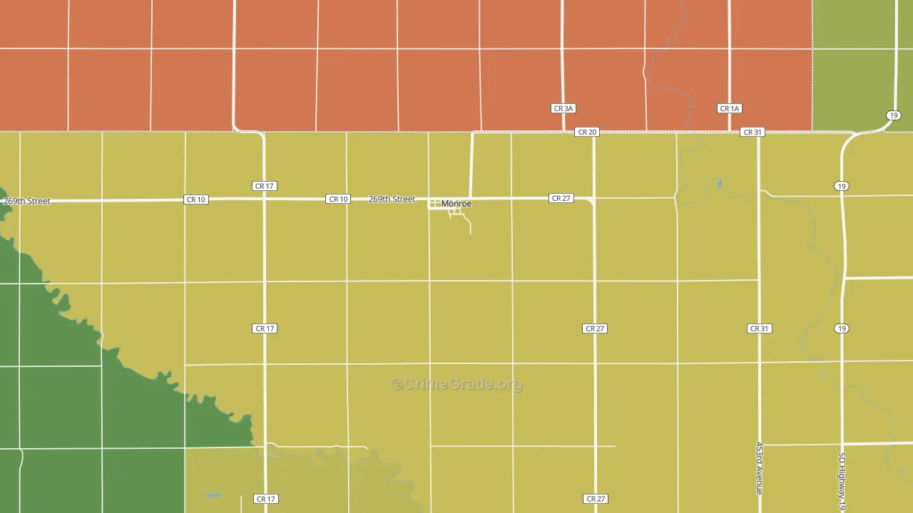 Monroe, SD Map of Murder Rates