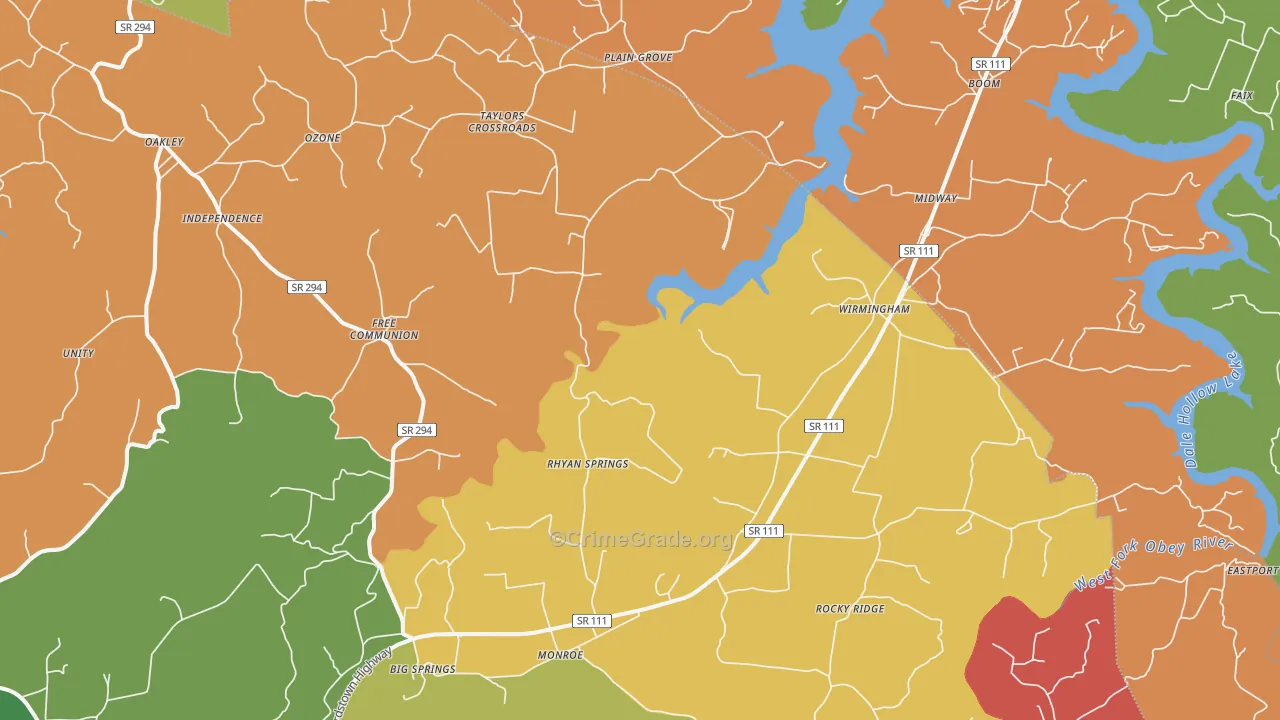 Monroe, TN Map of Murder Rates