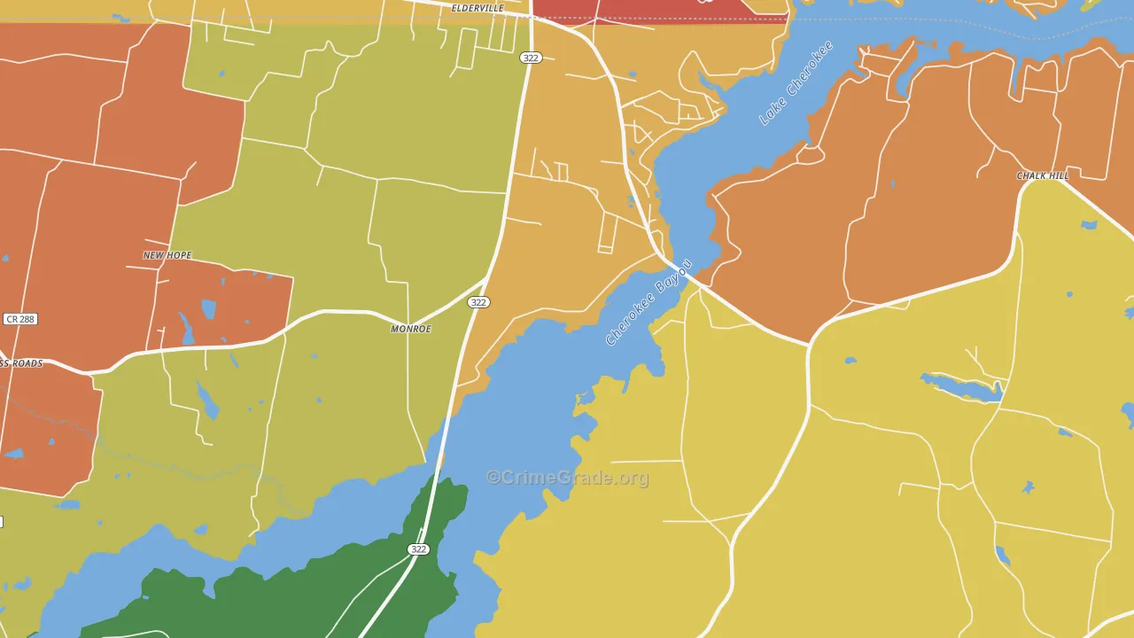 Monroe, TX Map of Murder Rates