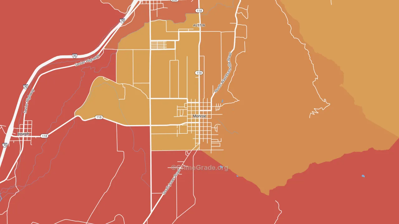 Monroe, UT Map of Murder Rates