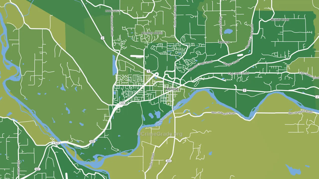 Monroe, WA Map of Murder Rates