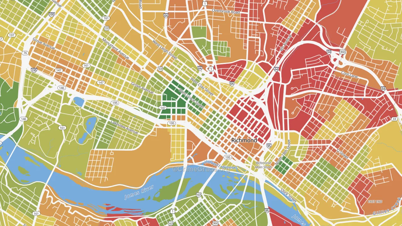 Monroe Ward, Richmond, VA Map of Murder Rates