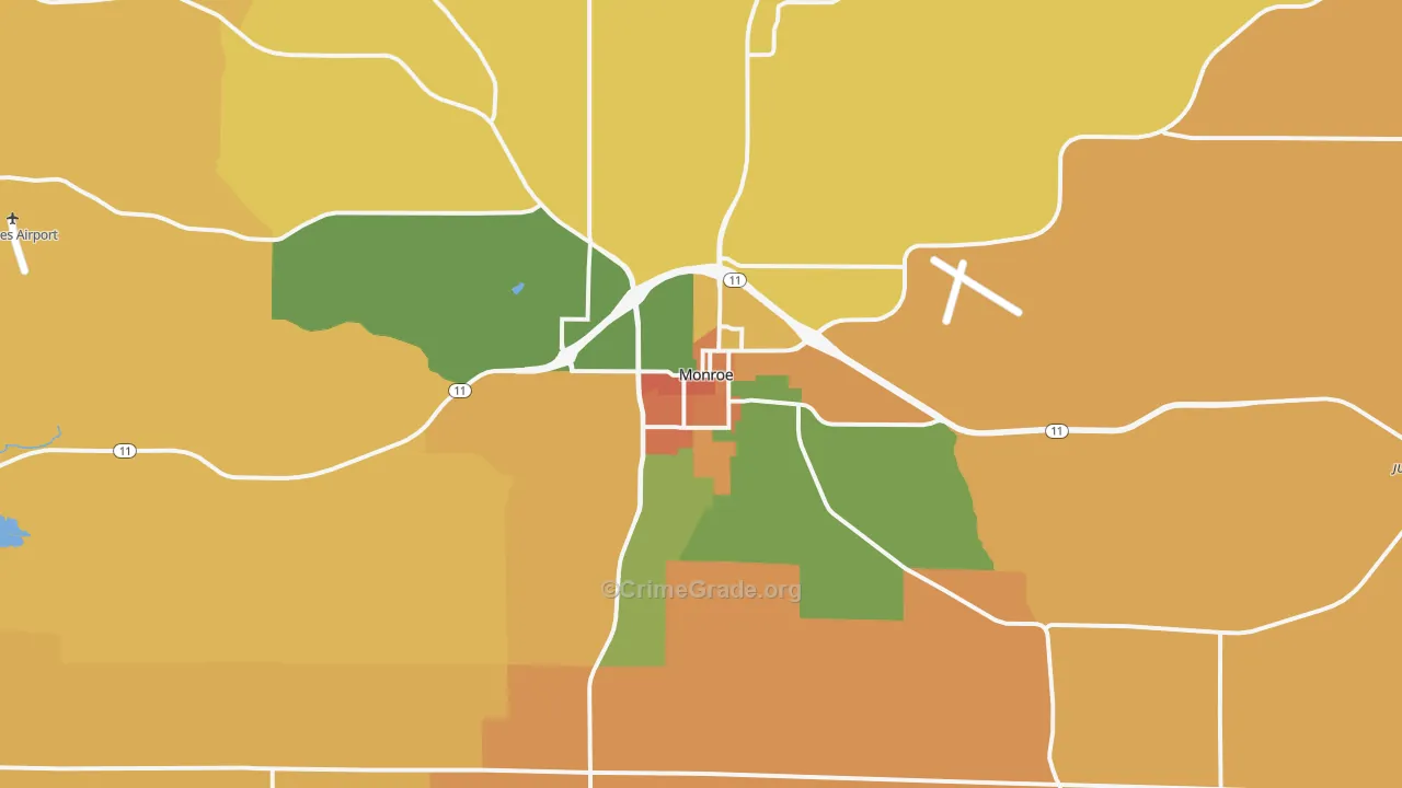 Monroe, WI Map of Murder Rates