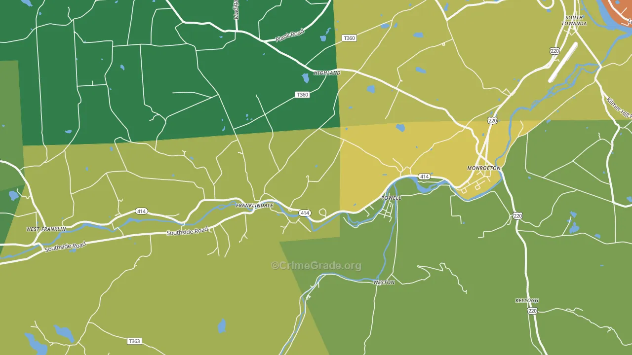 Monroeton, PA Map of Murder Rates