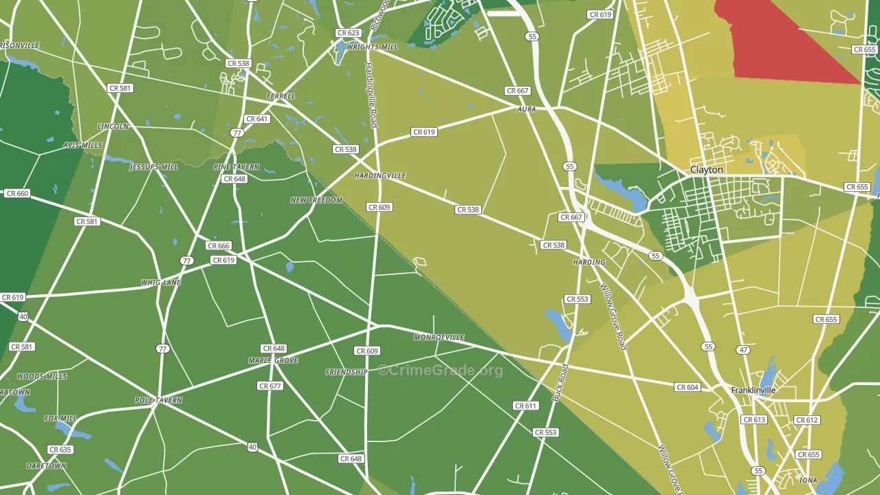 Monroeville, NJ Map of Murder Rates